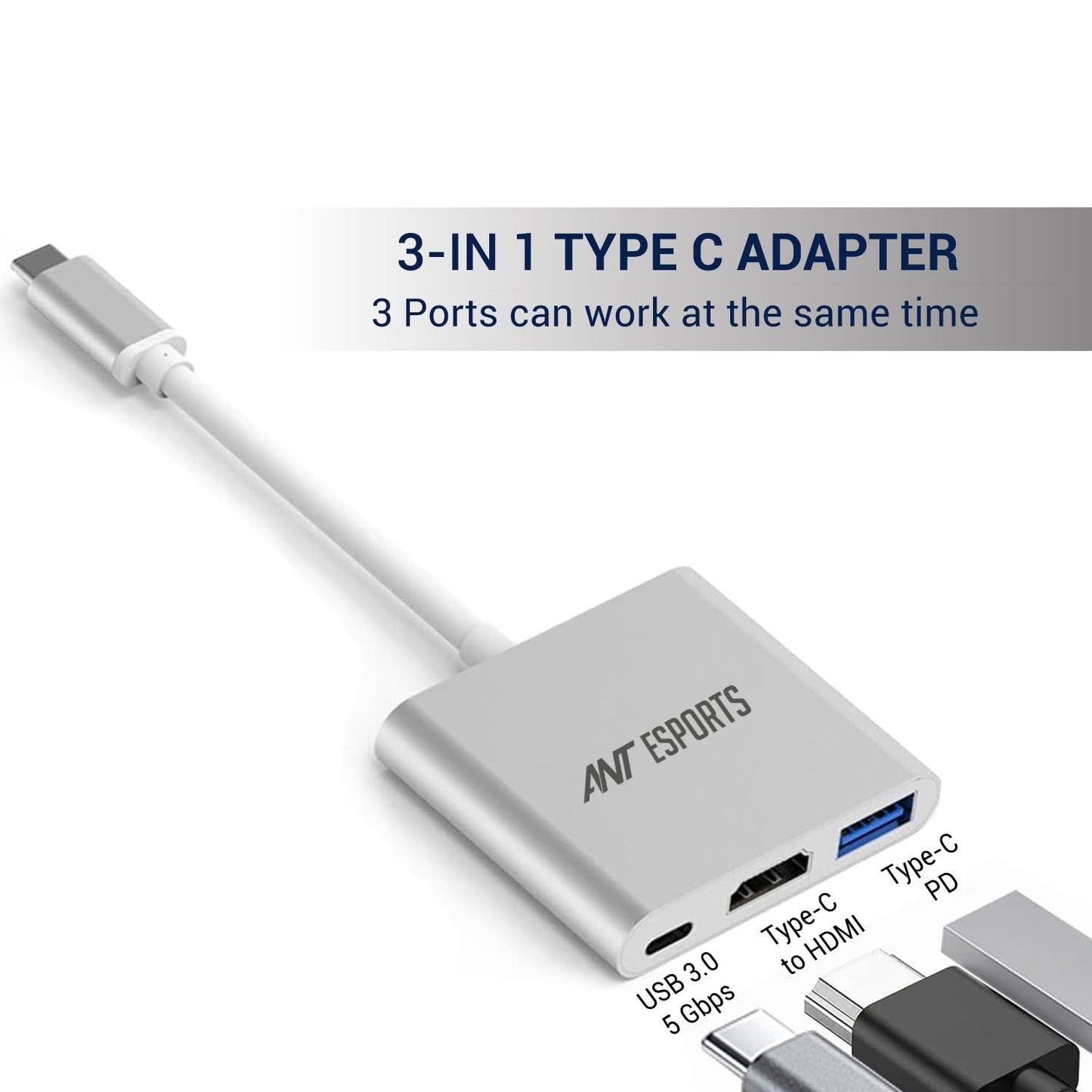 ANT ESPORTS USB 3.1 TYPE-C TO HDMI/USB3.0/TYPE-C ADAPTER (AEC310)