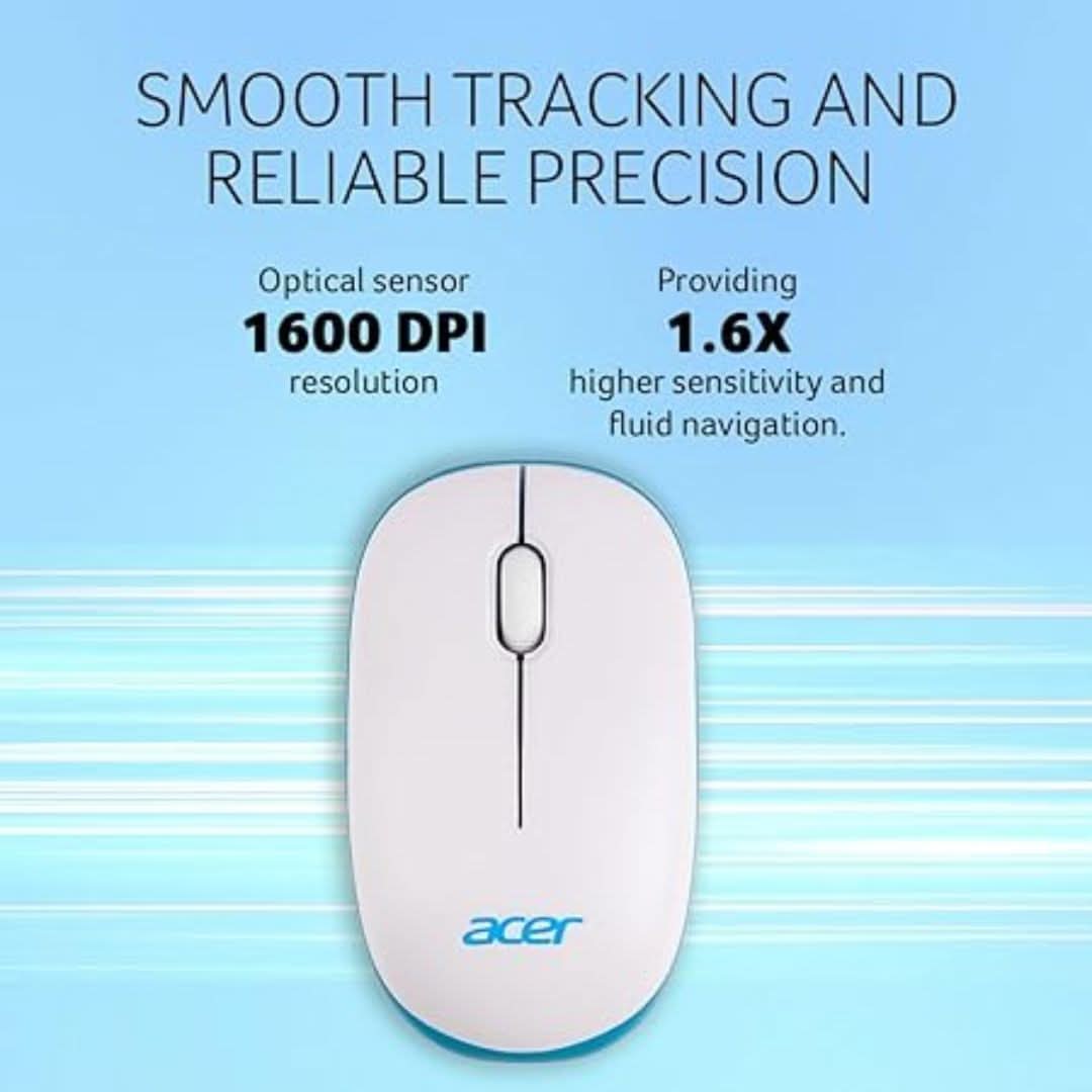 Acer White and Blue Wireless Mouse