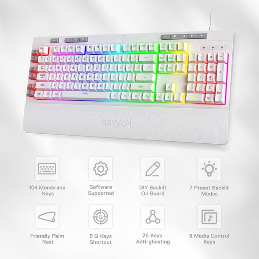 REDRAGON K512 SHIVA USB RGB (WHITE)