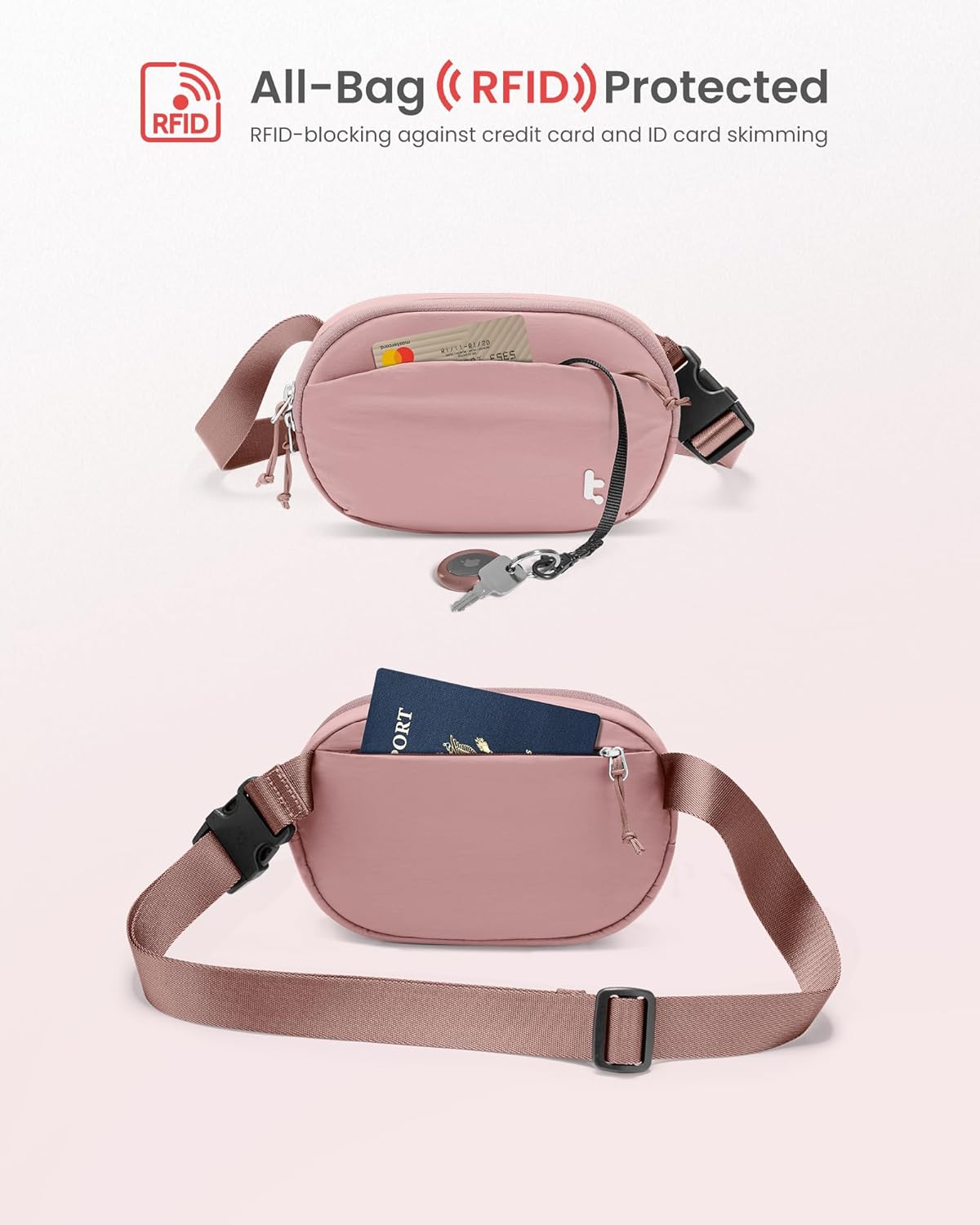 TOMTOC SLINGBEAN-T32 BELT BAG 1.5L-PINK