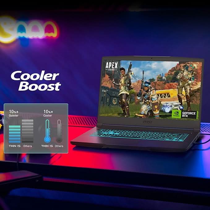 MSI Thin 15, Intel Core i7-12650H, 40CM FHD 144Hz Gaming Laptop(16GB/512GB NVMe SSD/Windows 11 Home/NVIDIA GeForce RTX 4050,GDDR6 6GB/Cosmos Gray/1.86Kg), B12VE-1688IN