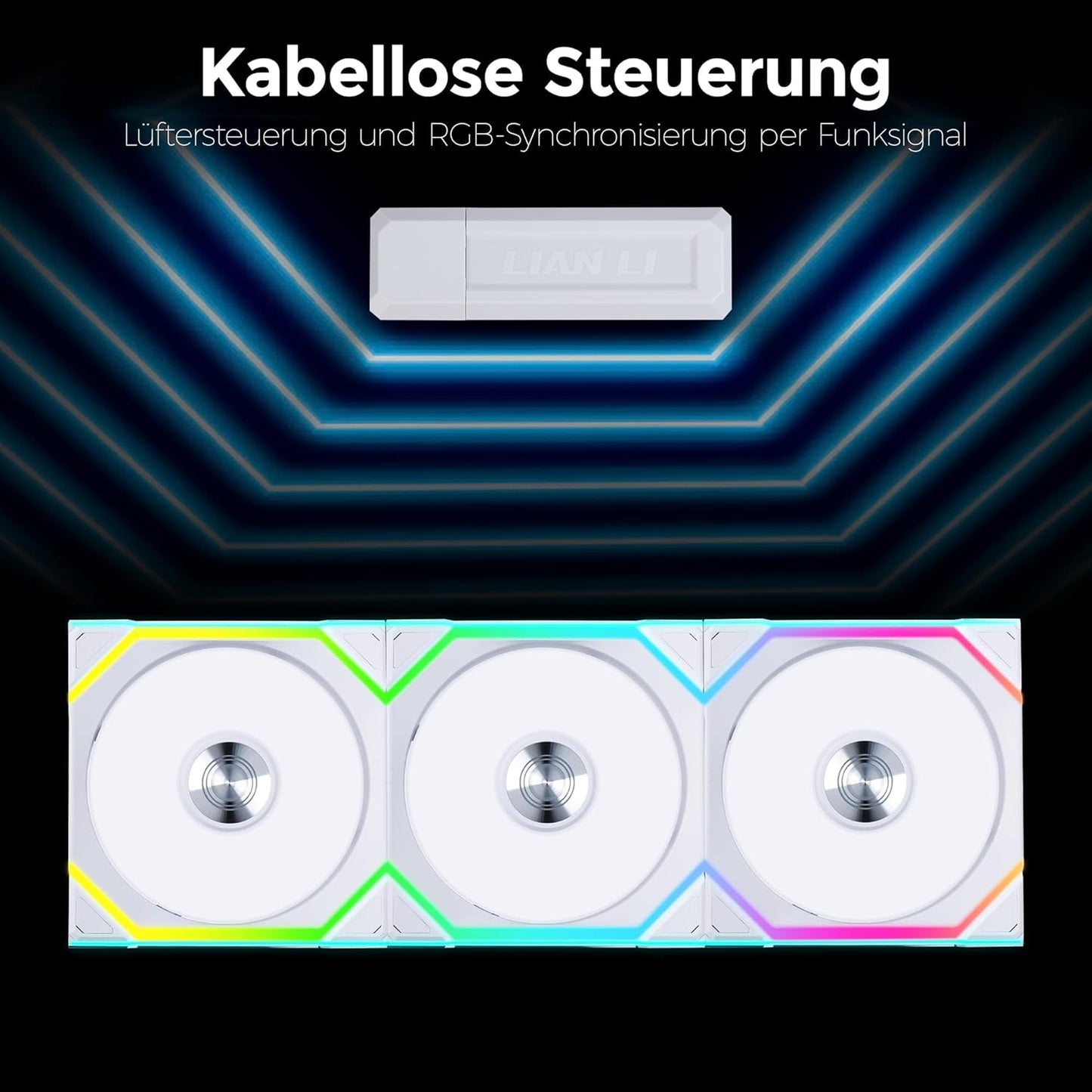 LIAN LI UNI FAN SL WIRELESS 3 X 120MM KIT CASE FAN I COOLER - WHITE I WITH REVERSE BLADE G99.12RSL1W3W.IN