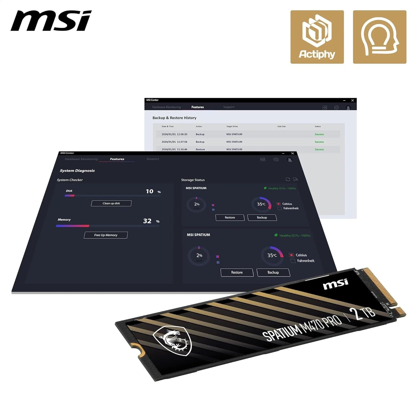 MSI SPATIUM M470 PRO SSD 2 TB INTERNAL M.2 2280 PCIE 4.0 X4 S78-440Q990-P83