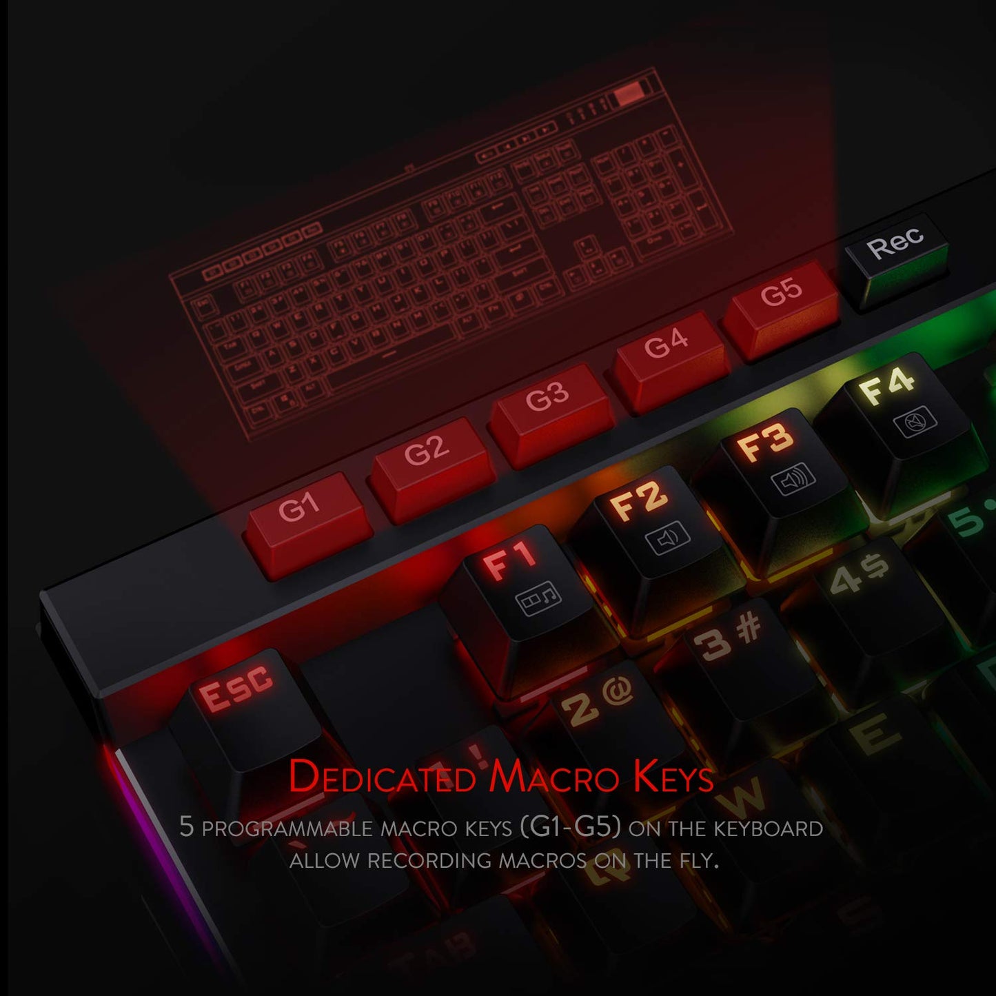 REDRAGON K580 VATA (BLUE SWITCHES) USB GAMING RGB KEYBOARD