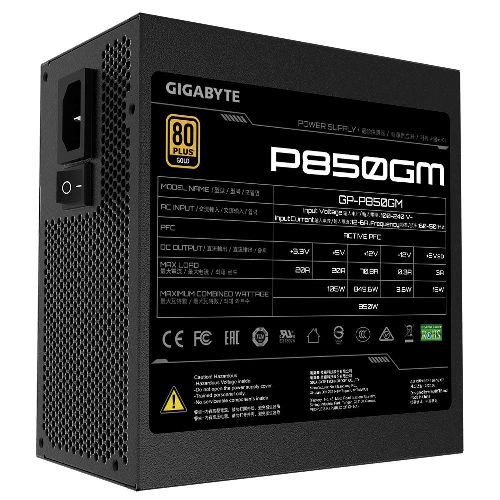 GIGABYTE 850W P850GM 80 PLUS GOLD FULLY MODULAR SMPS