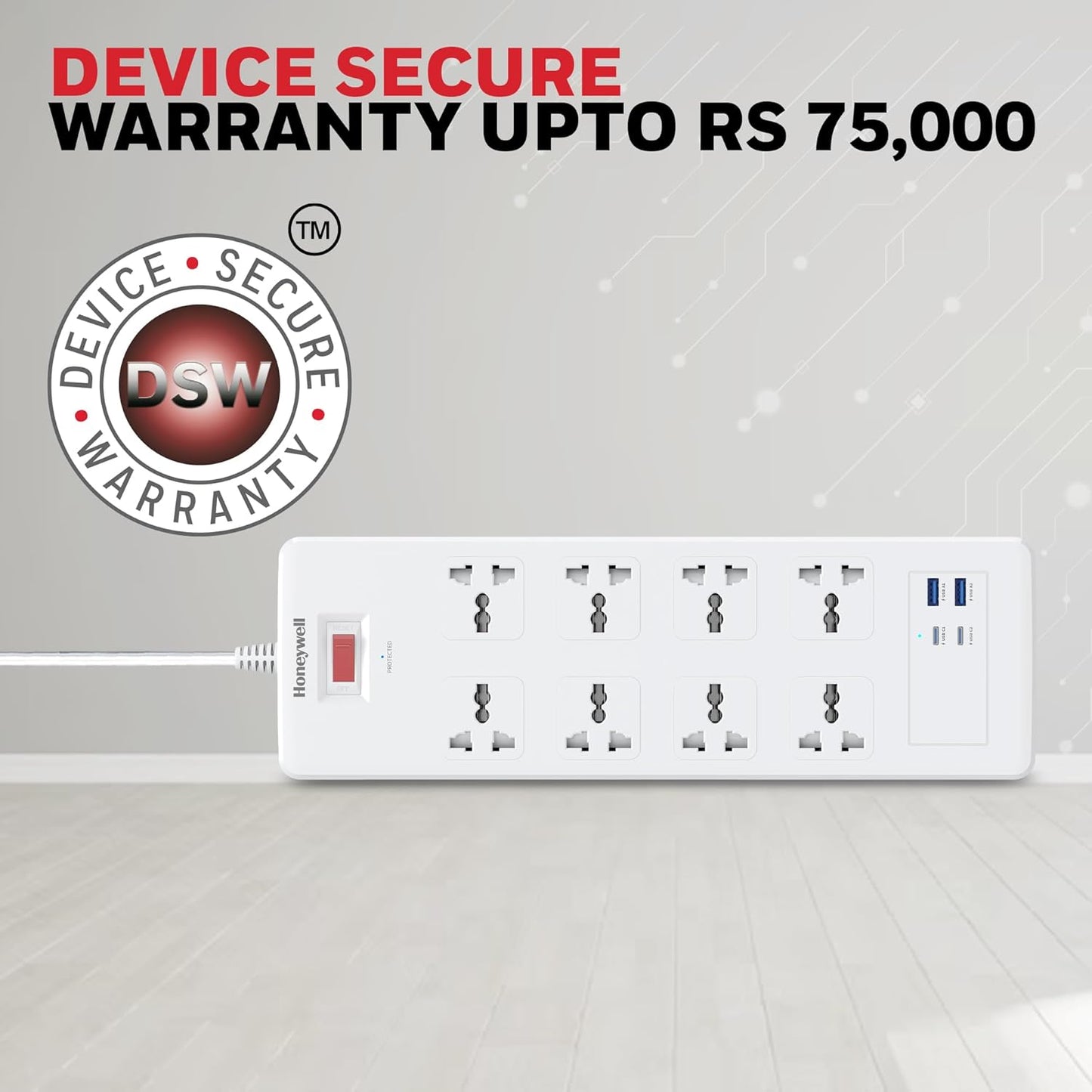 HONEYWELL (8 SOCKET+2 USB+ 2 TYPE-C) SURGE PROTECTOR