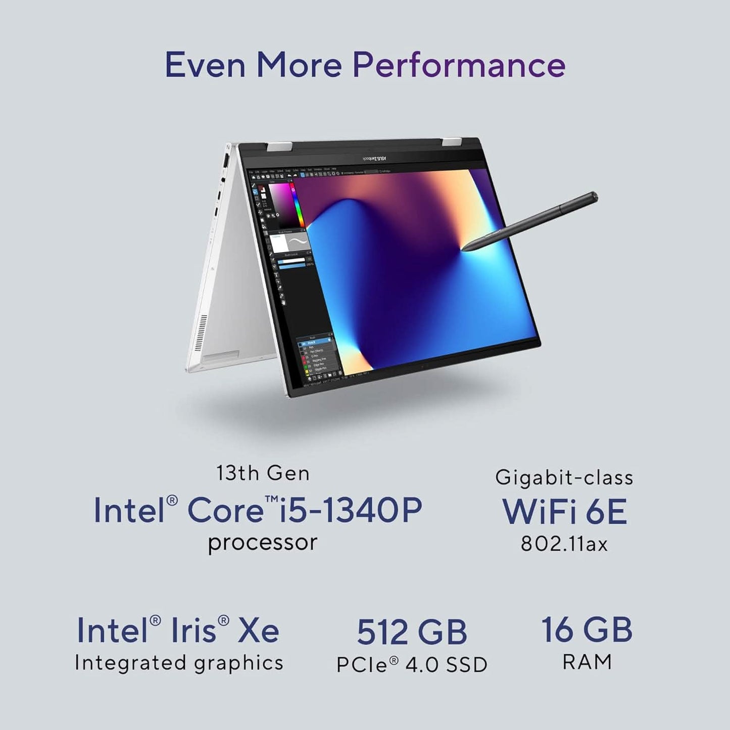 ASUS ZENBOOK 14 FLIP OLED (2023), INTEL CORE EVO I5-1340P 13TH GEN, 14 INCH (35.56 CM) 2.8K 90HZ OLED, THIN & LIGHT LAPTOP (16GB/512GB SSD/WINDOWS 11/OFFICE 2021/75WHR/SILVER/1.5 KG) UP3404VA-KN543WS