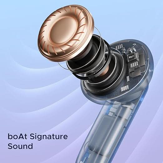 Boat Airdopes 191 ANC v5.3 Bluetooth TWS Ear Buds Wireless Earphones with mic (Pellucid Blue)