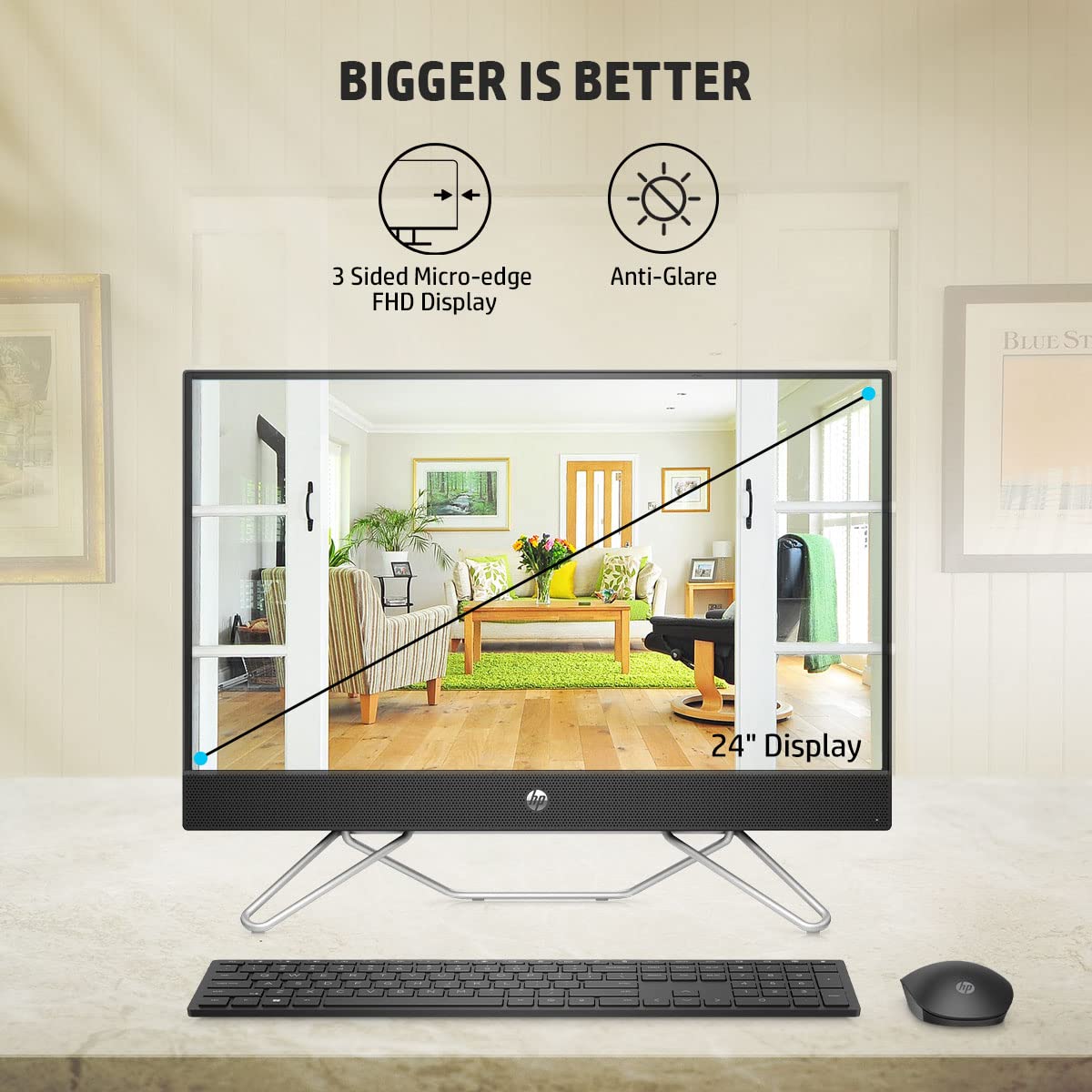 HP ALL-IN-ONE PC 12TH GEN INTEL CORE I5-1235U 24-INCH FHD ANTI GLARE DESKTOP (8GB RAM/512GB/WINDOWS 11/WIRELESS KEYBOARD AND MOUSE COMBO/MSO/IR PRIVACY CAMERA/JET BLACK) 24-CB1907IN