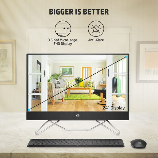 HP ALL-IN-ONE PC 12TH GEN INTEL CORE I5-1235U 24-INCH FHD ANTI GLARE DESKTOP (8GB RAM/512GB/WINDOWS 11/WIRELESS KEYBOARD AND MOUSE COMBO/MSO/IR PRIVACY CAMERA/JET BLACK) 24-CB1907IN