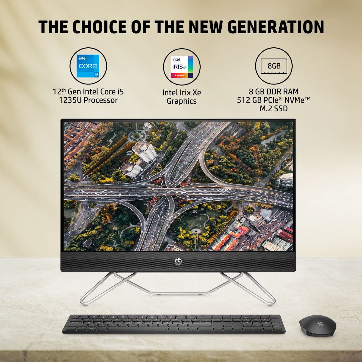 HP ALL-IN-ONE PC 12TH GEN INTEL CORE I5-1235U 24-INCH FHD ANTI GLARE DESKTOP (8GB RAM/512GB/WINDOWS 11/WIRELESS KEYBOARD AND MOUSE COMBO/MSO/IR PRIVACY CAMERA/JET BLACK) 24-CB1907IN