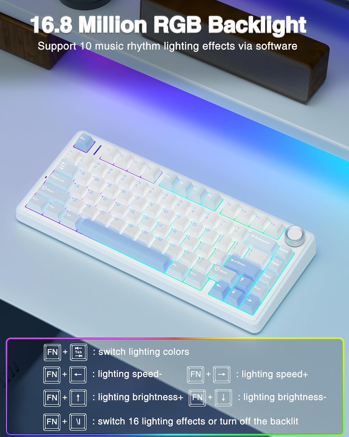 AULA F75 SEA BLUE GRAYWOOD SWITCH MECHANICAL GAMING KEYBOARD