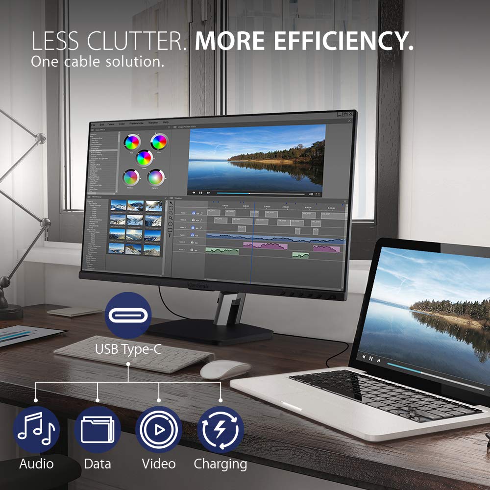 VIEWSONIC 24 INCH FHD IPS TOUCH MONITOR ONE CABLE SOLUTION USB TYPE-C, 10-POINT IN-CELL PROJECTED CAPACITIVE TOUCH, ADVANCED ERGONOMICS, MAGNETIC STYLUS PEN, ADV DP, USB 3.1 TYPE- A,B,C,HDMI -TD2455