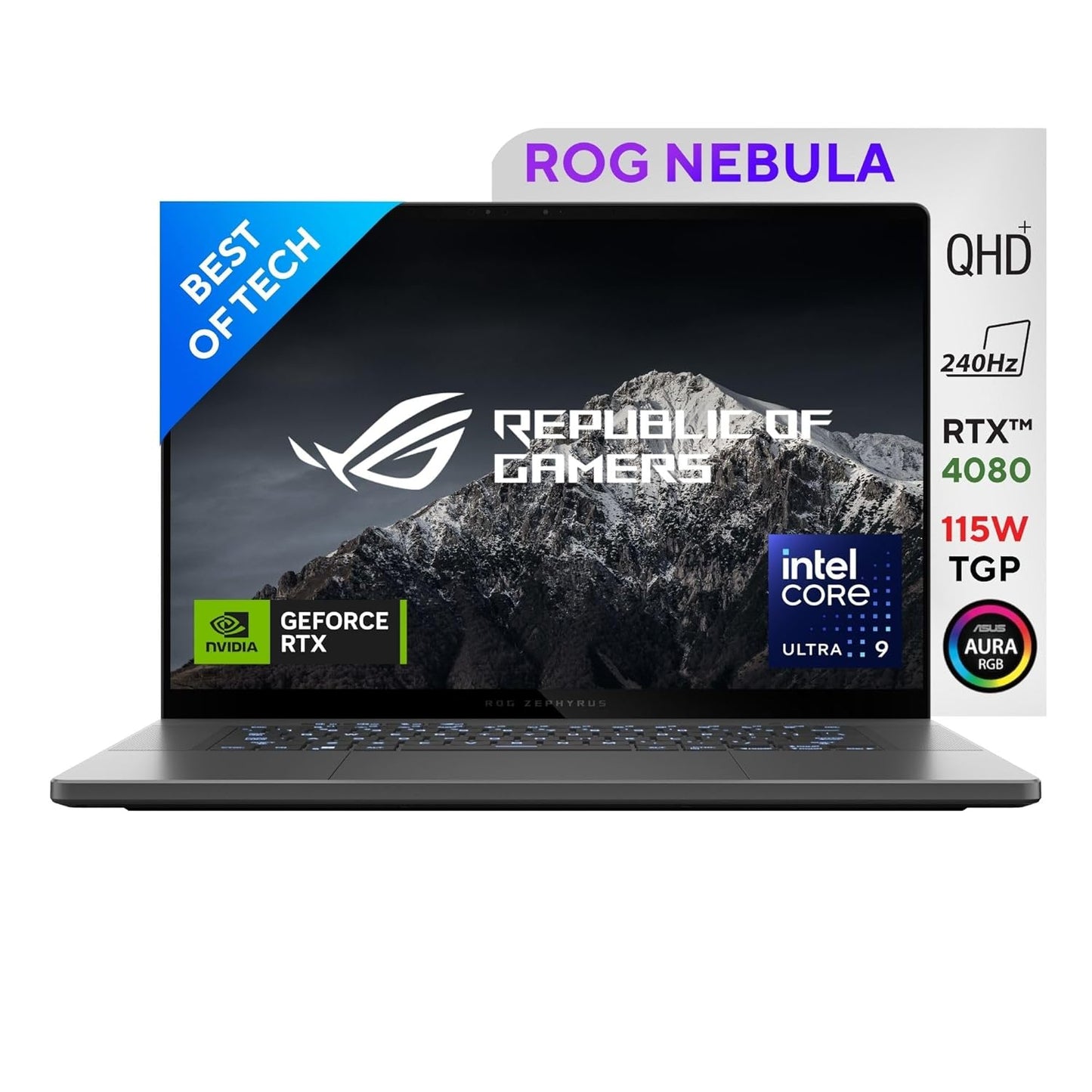 ASUS ROG ZEPHYRUS G16, GAMING LAPTOP, INTEL CORE ULTRA 9 185H, RTX 4080 GRPH (32GB/1TB/40.64 CMS (16) 2.5K/WIN 11 HOME) GU605MZ-CO931WS