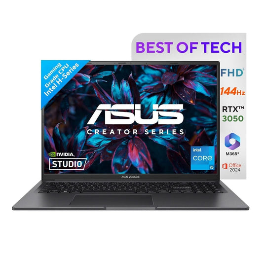 ASUS VIVOBOOK 16X, INTEL CORE I5-13420H, RTX 3050, 16GB RAM, 512GB SSD, FHD+ 16 INCH, WINDOWS 11, MS OFFICE 365 BASIC(1YEAR)/OFFICE HOME 2024, INDIE BLACK, 1.8KG, K3605VC-RP412WS LAPTOP