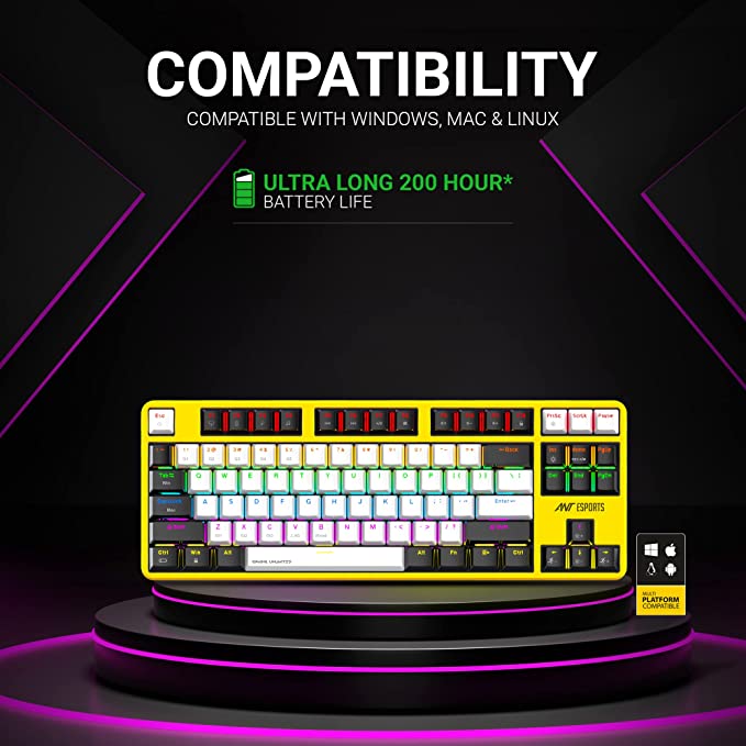 ANT ESPORTS MK4500 PRO 3IN1 WIRELESS / BT / WIRED TKL MECHANICAL BACKLIT GAMING KEYBOARD BLACK (RED SWITCH) (BIS.R-41211141)