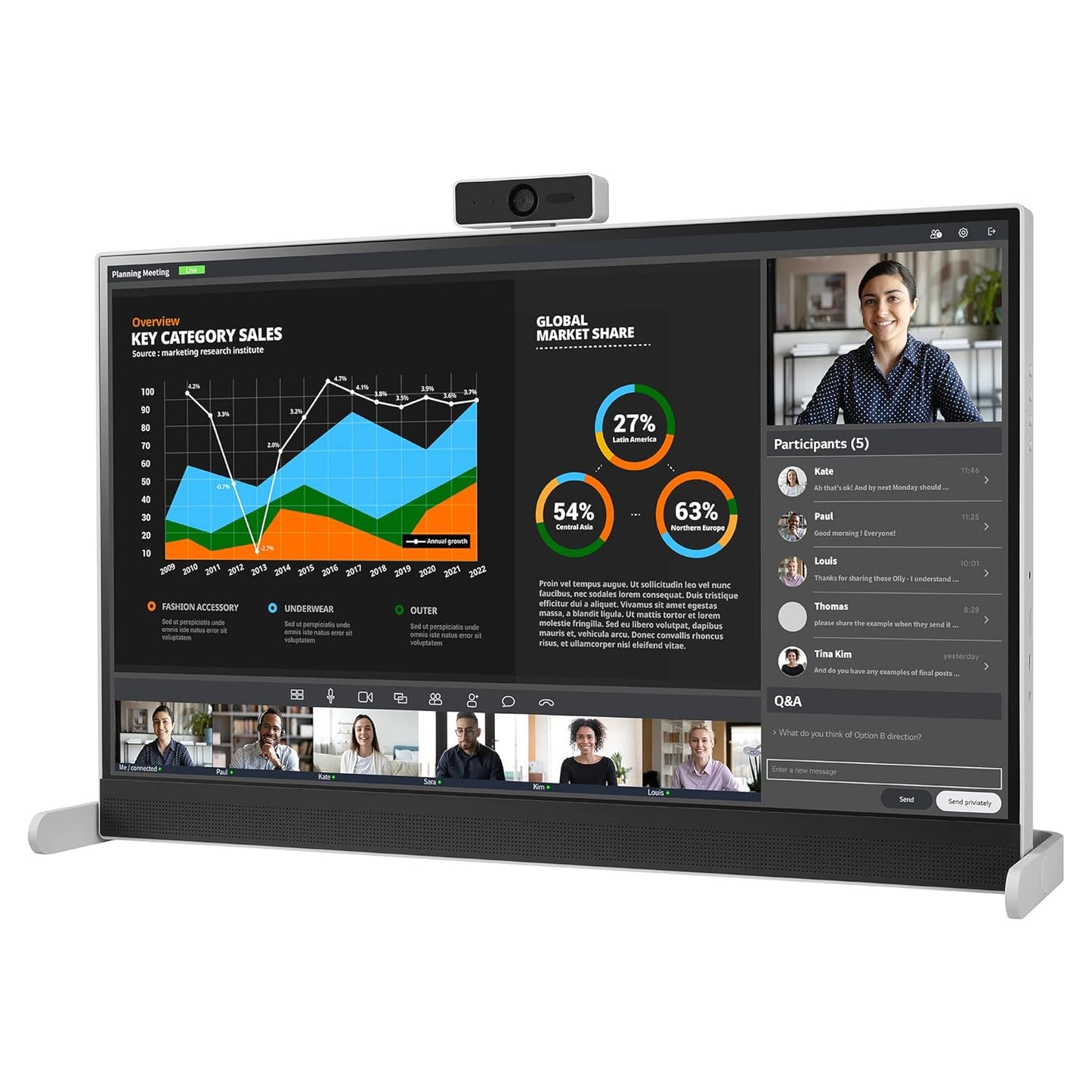 LG LIBERO MONITOR 27 INCH QHD WITH DETACHABLE FULL HD WEBCAM, BUILT-IN SPEAKERS AND USB C CONNECTIVITY WITH 65W POWER DELIVERY (27BQ70QC)