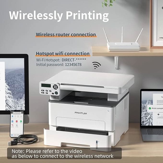 Pantum Laser Printers All in One Black and White Printer Scanner Copier Machine Wireless Auto Duplex Printing at 32ppm M6702DW