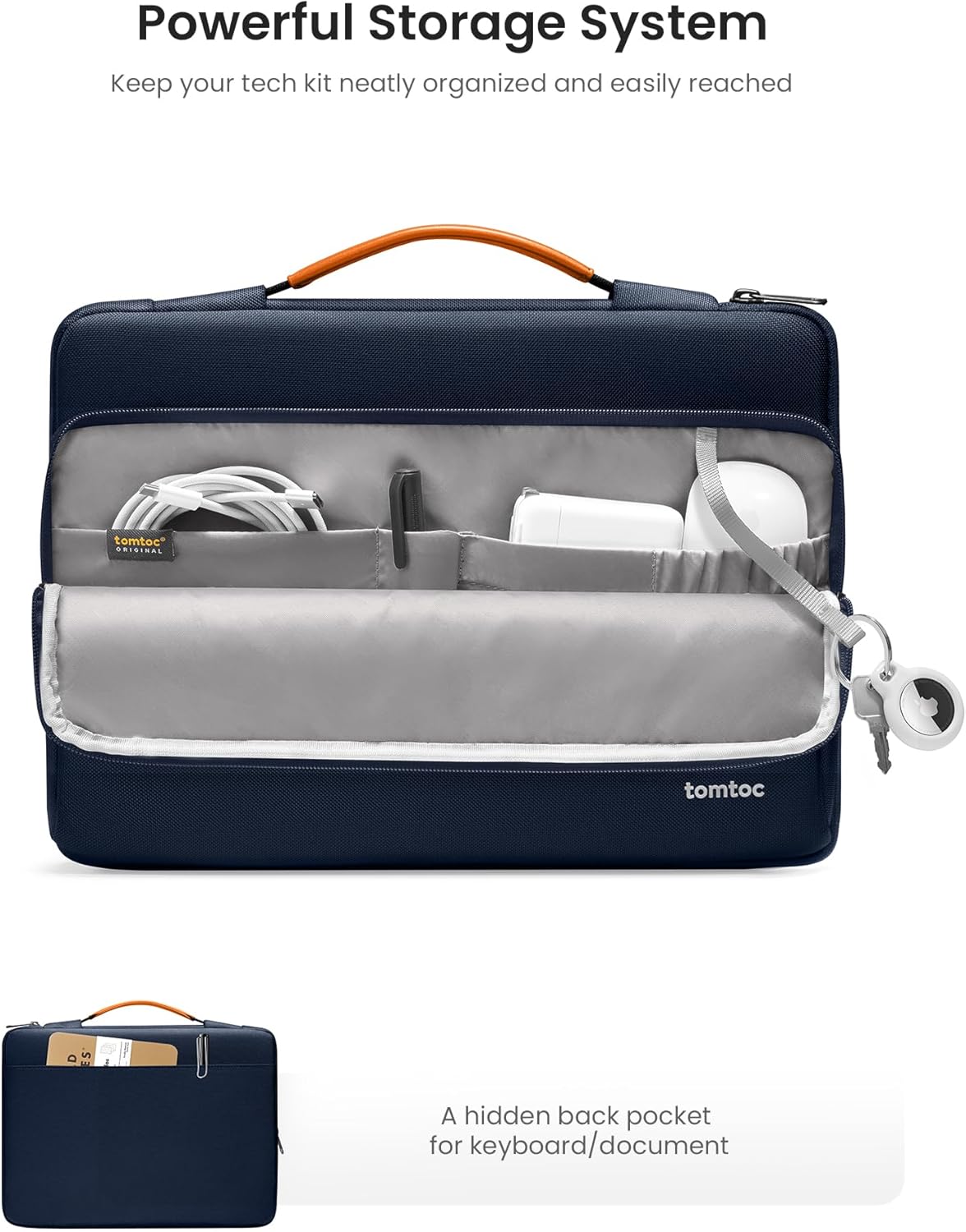TOMTOC DEFENDER-A14 LAPTOP BRIEFCASE 13 INCH-NAVY BLUE