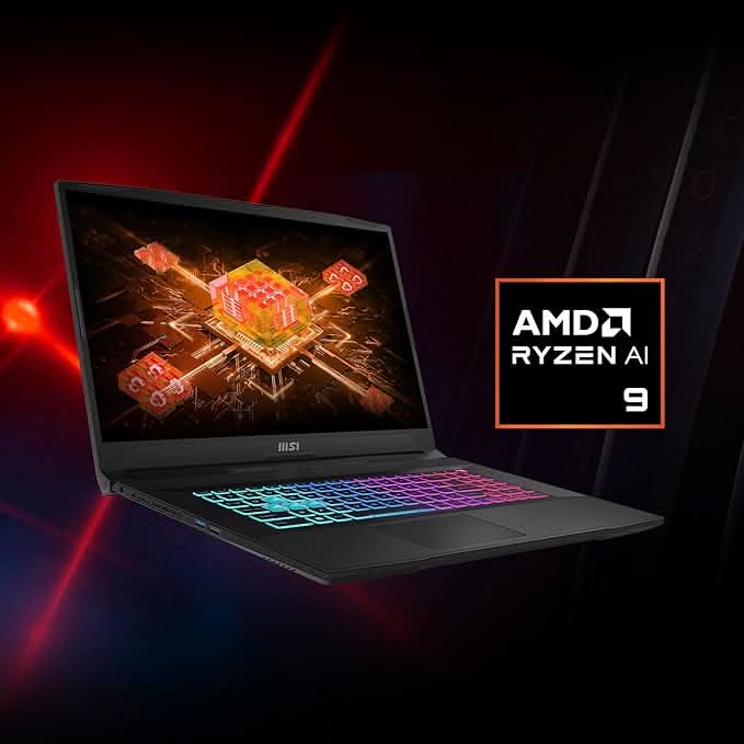 MSI KATANA A17 AI, AMD 8TH GEN. RYZEN 9 8945HS,BUILT-IN AI, 44CM LAPTOP(16GB/1TB NVME SSD/WINDOWS 11 HOME/NVIDIA GEFORCE RTX4050, 6GB GDDR6/BLACK/2.6KG), B8VE-884IN