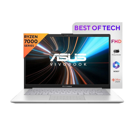 ASUS VIVOBOOK GO 14, 14 INCH FHD (1920 X 1080), AMD RYZEN 5 7520U PROCESSOR,(16GB RAM/512GB SSD/AMD RADEON IGPU/WINDOWS 11/MS OFFICE 365 BASIC (1YEAR)*/OFFICE HOME 2024/SILVER/1.38 KG),E1404FA-NK5541WS
