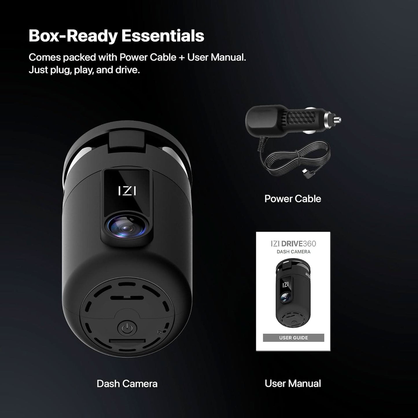 IZI Drive360 Dash Cam for Car, 360 Rotatable Car Camera, AI Voice Control, Full HD 1080P @30FPS, 170 Wide Lens, 24/7 Parking & Impact Detection, 128GB Support, Type-C Fast Connect, Built-in Mic