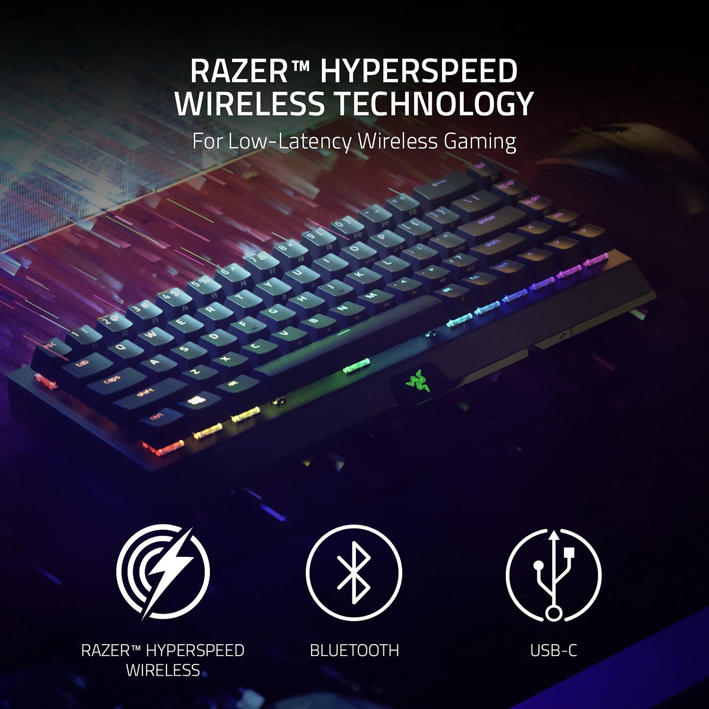 RAZER BLACKWIDOW V3 MINI HYPERSPEED - 65% WIRELESS MECHANICAL GAMING KEYBOARD (GREEN SWITCH) - US LAYOUT - FRML PACKAGING