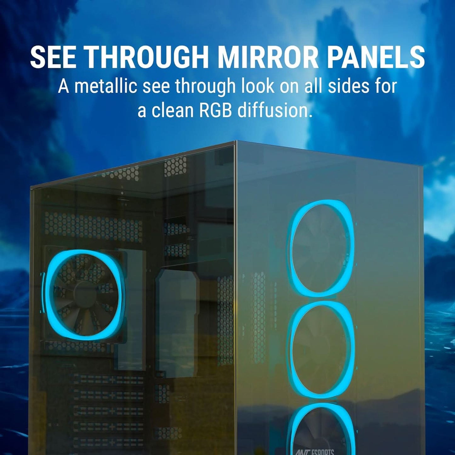 ANT ESPORTS CRYSTAL MIRROR ATX MID TOWER CASE BLACK