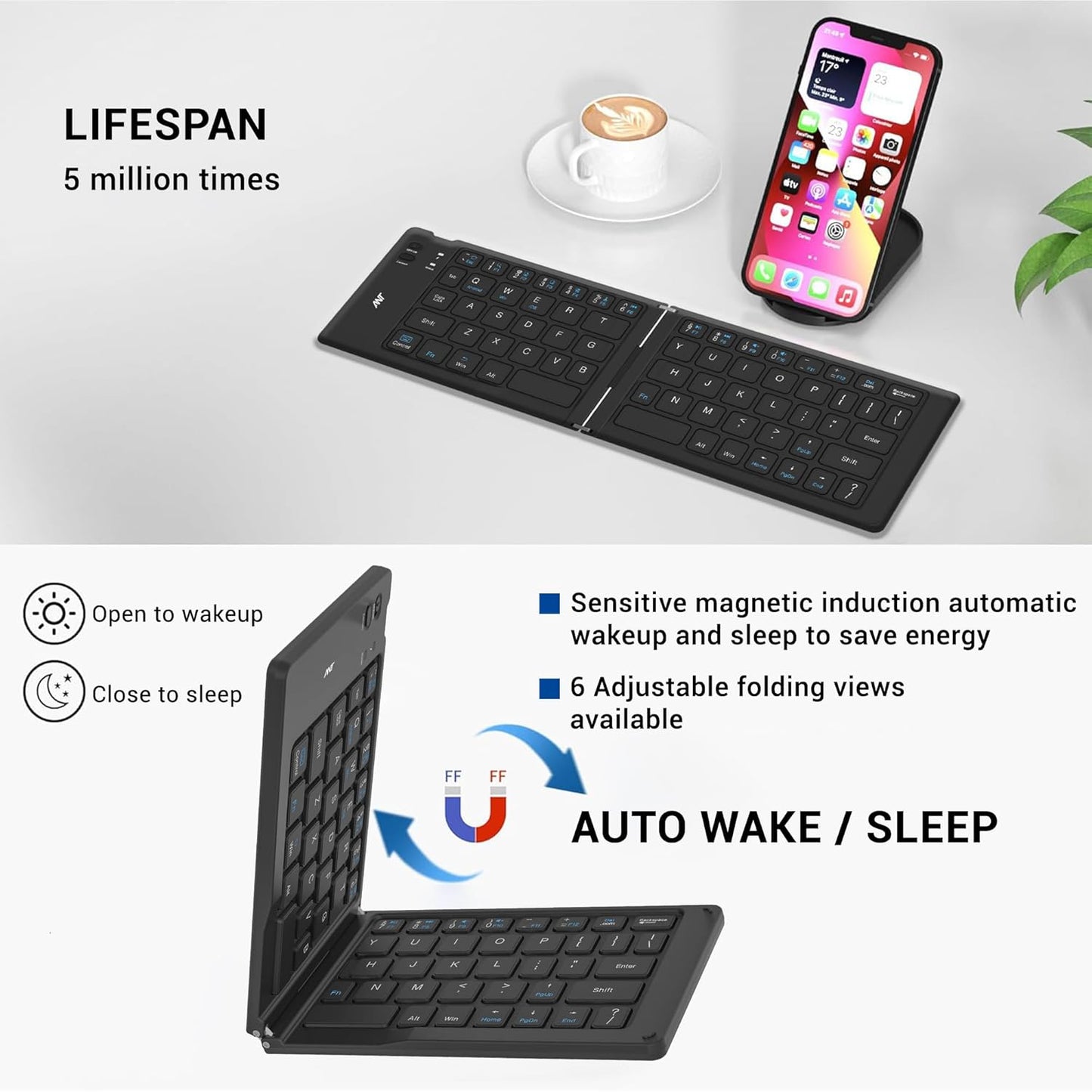 ANT ESPORTS WK150 FOLDABLE BLUETOOTH KEYBOARD BLACK (R-41285455) (ETA-SD-20241110951)