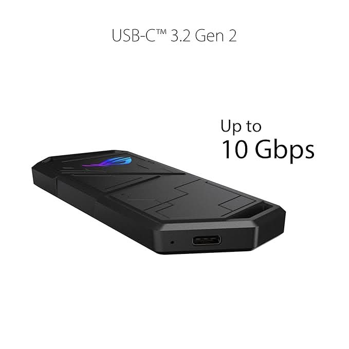 ASUS ROG Strix Arion Aluminum Alloy M.2 NVMe External SSD Holder Portable Enclosure Case, USB 3.2 Gen 2 Type-C (10 Gbps), USB-C to C and USB-C to A Cables