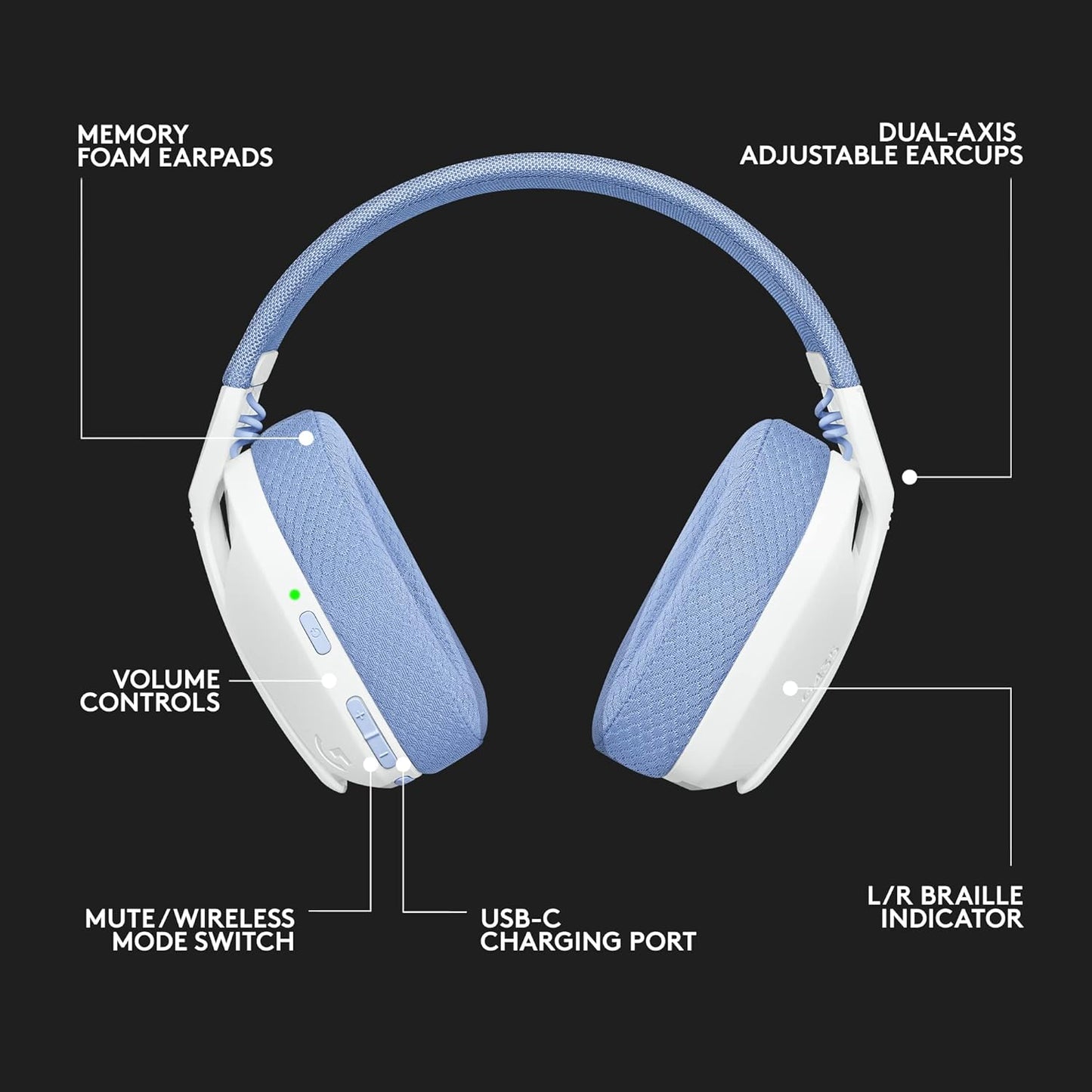LOGITECH G435 LIGHTSPEED WIRELESS GAMING HEADSET - WHITE