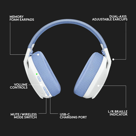 LOGITECH G435 LIGHTSPEED WIRELESS GAMING HEADSET - WHITE