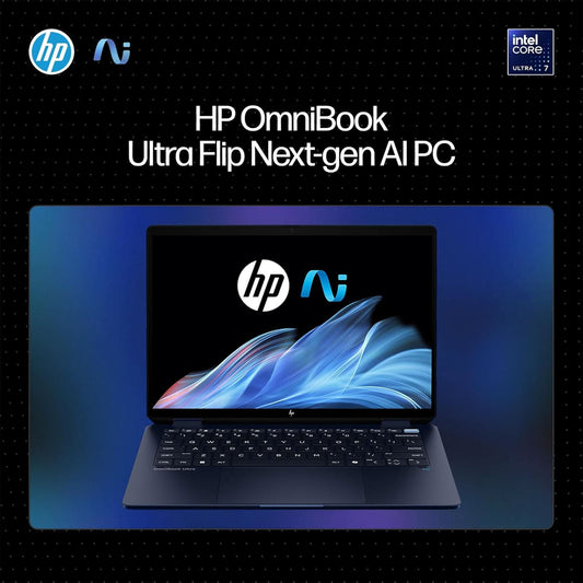 HP OMNIBOOK ULTRA FLIP NEXT GEN AI PC ULTRA 7 (32GB RAM/1TB SSD/2.8K OLED 16:10 90% STBR TOUCHSCREEN 500 NITS/WINDOWS 11/9MP CAMERA/POLY STUDIO/BACKLIT KB/MSO/14 INCH (35.6CM)/BLUE/1.34KG) FH0046TU LAPTOP