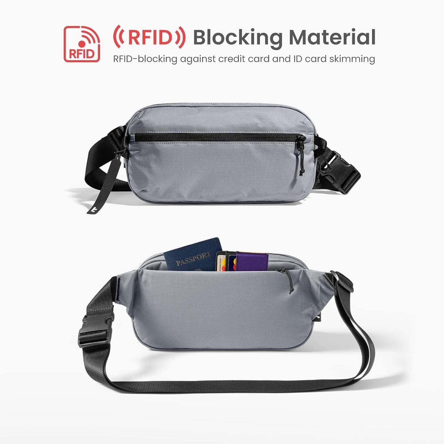 TOMTOC AVIATOR-T33 CHEST BAG 3.5L-GRAY