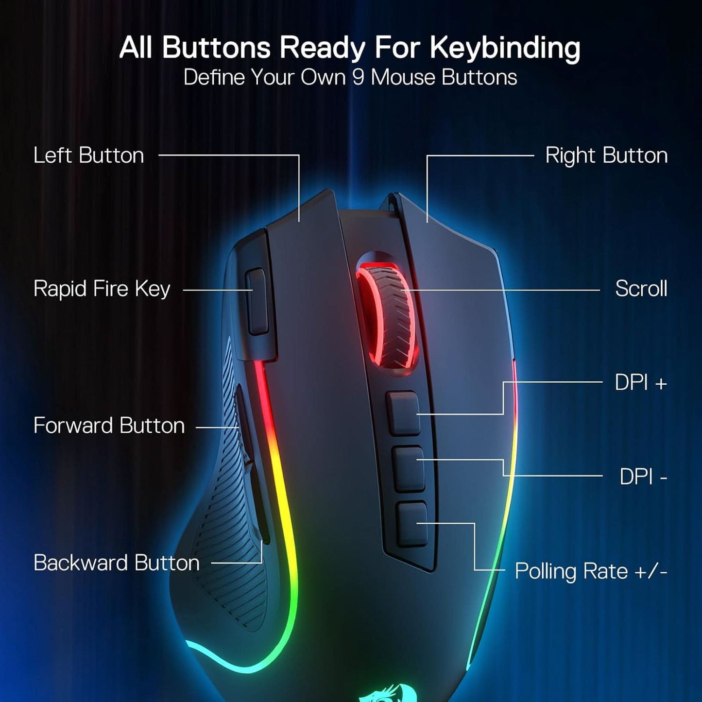 Redragon M612 PRO RGB Gaming Mouse - Black