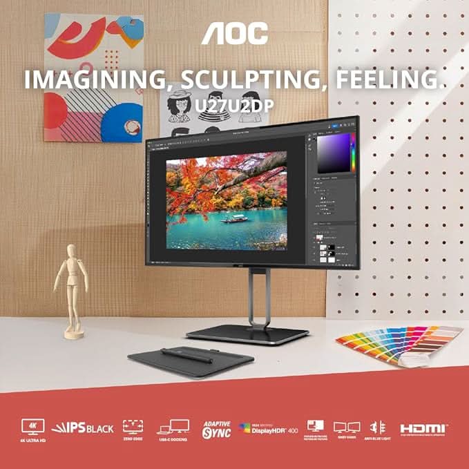 AOC 27 Nano IPS, 4K 3840 x 2160, 60 Hz, 400 cd/m², 4 MS, Daisy Chain, HDMI 2.0 x 1,DP 1.4 x 1, DP output 1.2 x 1, USB-C (DP Alt, 90W) DCI -P3 98% / sRGB 100% with Hight Adjustable Stand