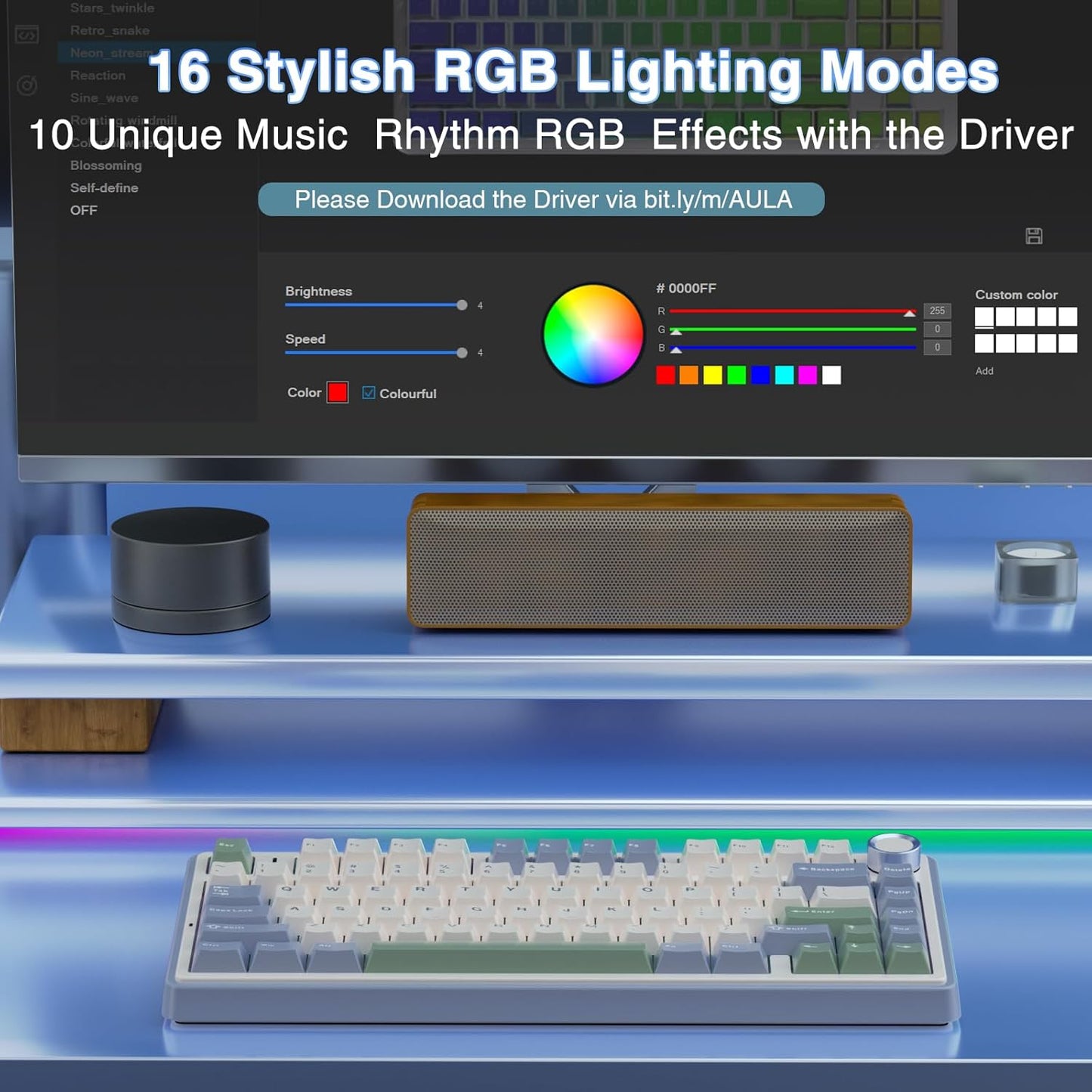 AULA F75 WIRELESS MECHANICAL KEYBOARD MAX GRADIENT GRAY REAPER SWITCH