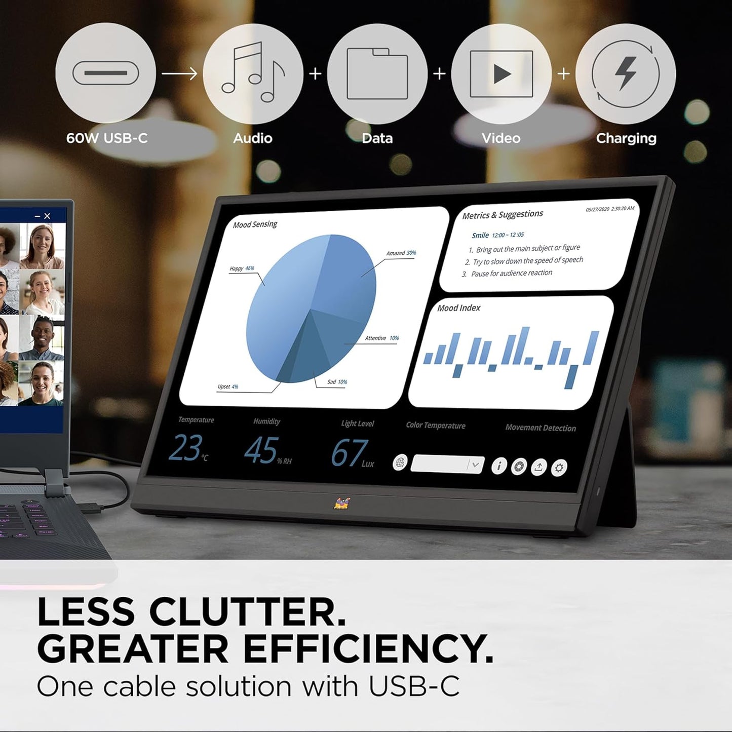 VIEWSONIC 40.64 CM (16") FHD PORTABLE MONITOR FOR MULTITASKING LAPTOP SECOND SCREEN | IPS | 2-TYPE-C | 60W CHARGE BACK | MINI HDMI | SPEAKER | 680GRMS | 9.85MM | PIVOT-ABLE DISPLAY |KICK STAND |VA1655