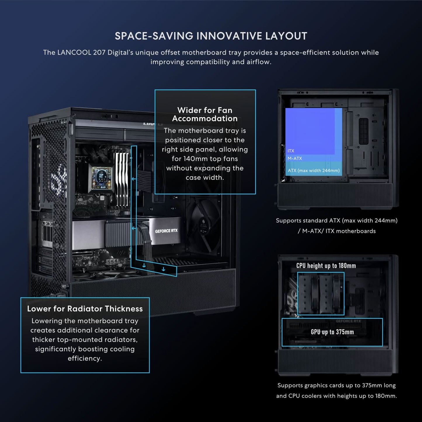 LIAN LI LANCOOL 207 DIGITAL MID-TOWER GAMING CABINET - BLACK