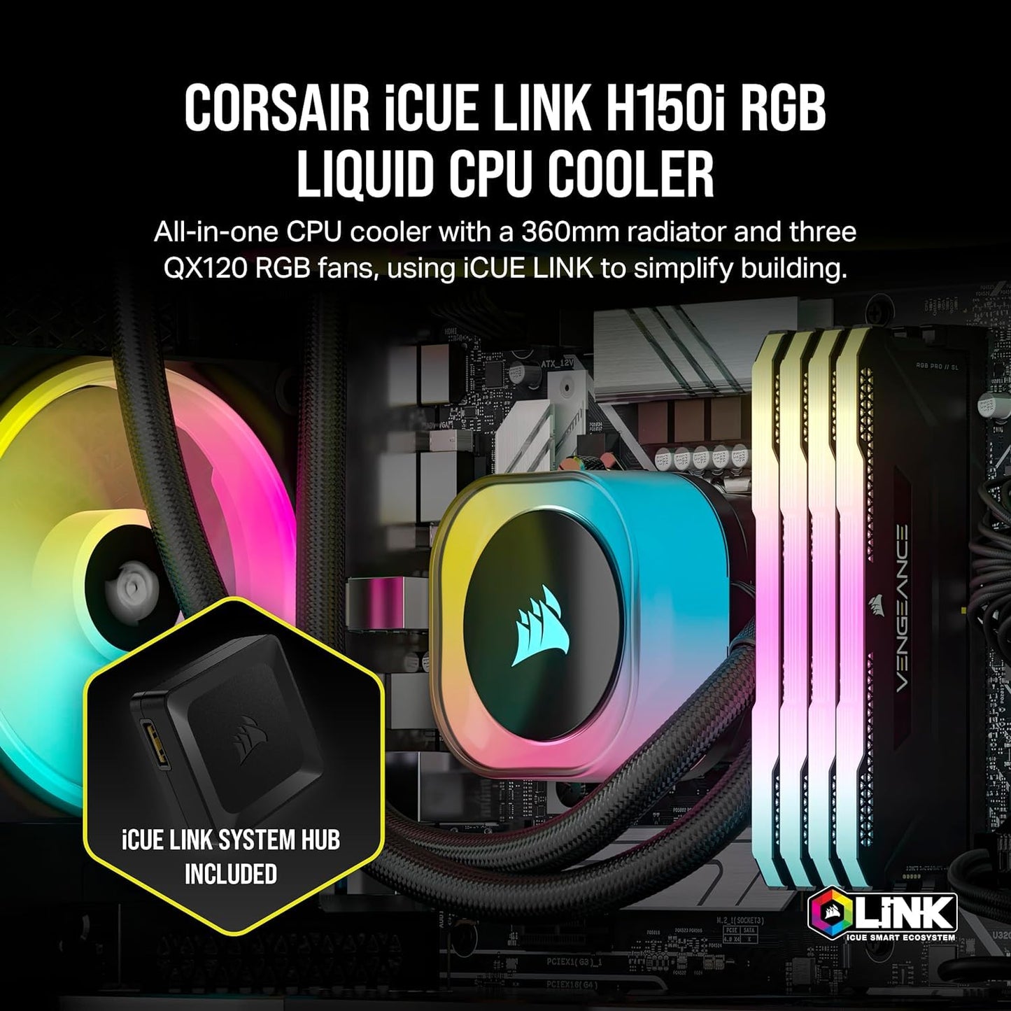 CORSAIR ICUE LINK H150I RGB AIO LIQUID CPU COOLER (CW-9061003-WW)