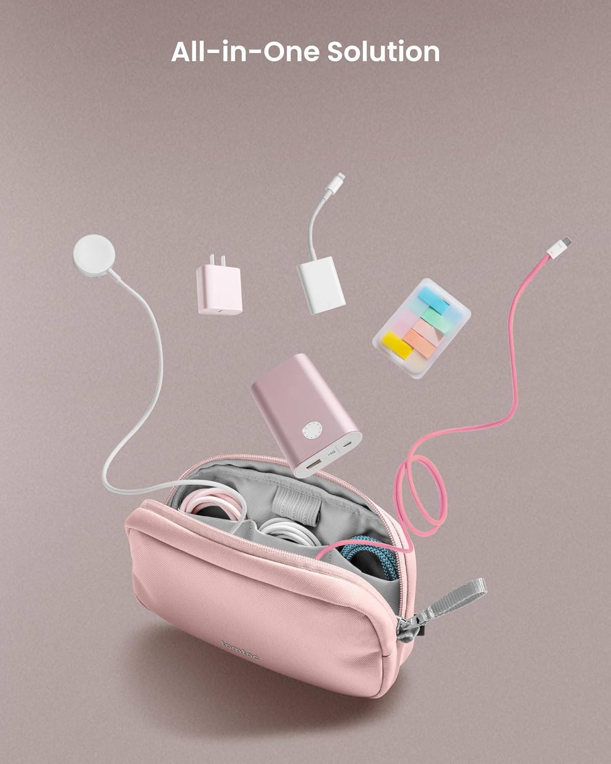 TOMTOC LIGHT-T12 ELECTRONIC ACCESSORY POUCH 1L-PINK