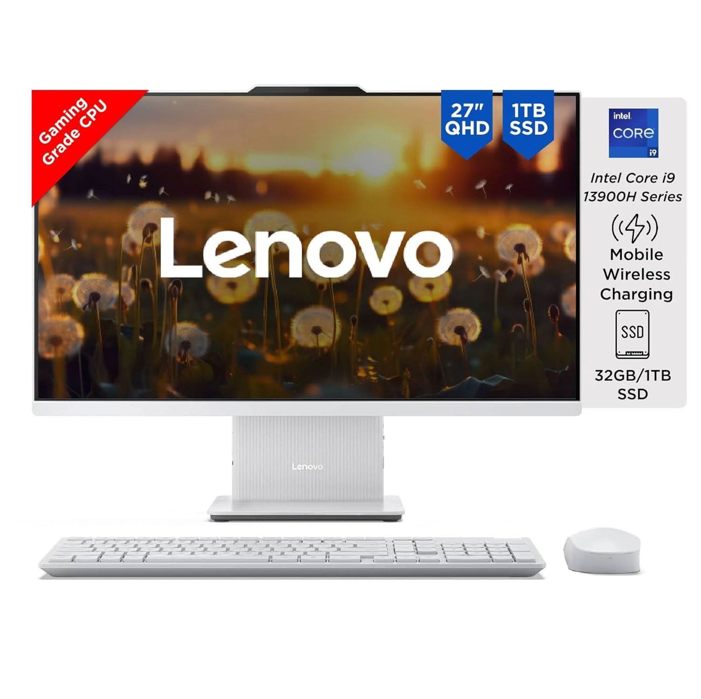 LENOVO IDEACENTRE AIO 13TH GEN CORE I9-13900H 27 INCH QHD IPS (32GB RAM/1TB SSD/WINDOWS11/OFFICE 2021/3WX2 HARMAN SPEAKER/ALEXA BUILT-IN/WIRELESS EOS KEYBOARD & MOUSE, GREY), F0HM00JBIN ALL-IN-ONE DESKTOP