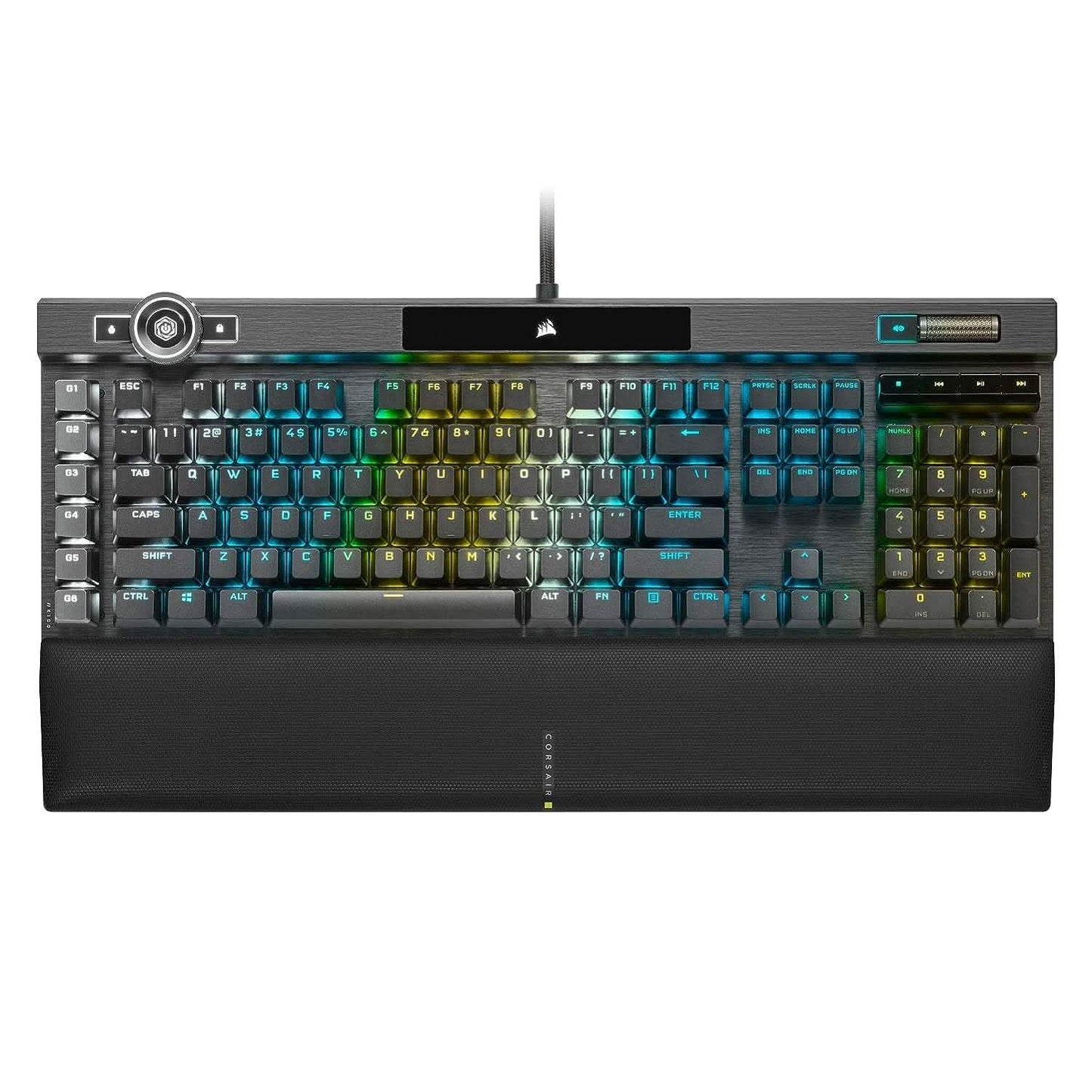 CORSAIR K100 RGB OPTICAL-MECHANICAL GAMING KEYBOARD BACKLIT RGB LED CORSAIR OPX BLACK PBT KEYCAPS CH-912A01A-NA