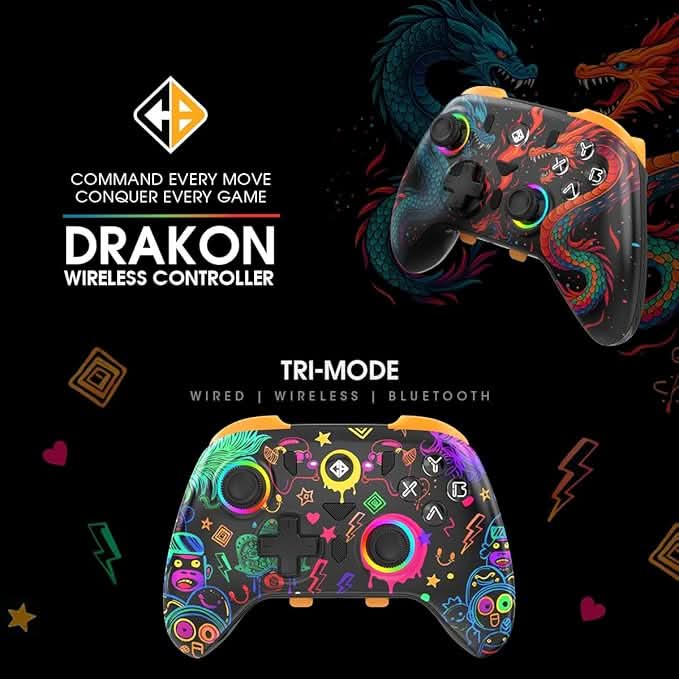 Cosmic Byte Drakon Tri-Mode Controller with Charging Dock, TMR Joystick