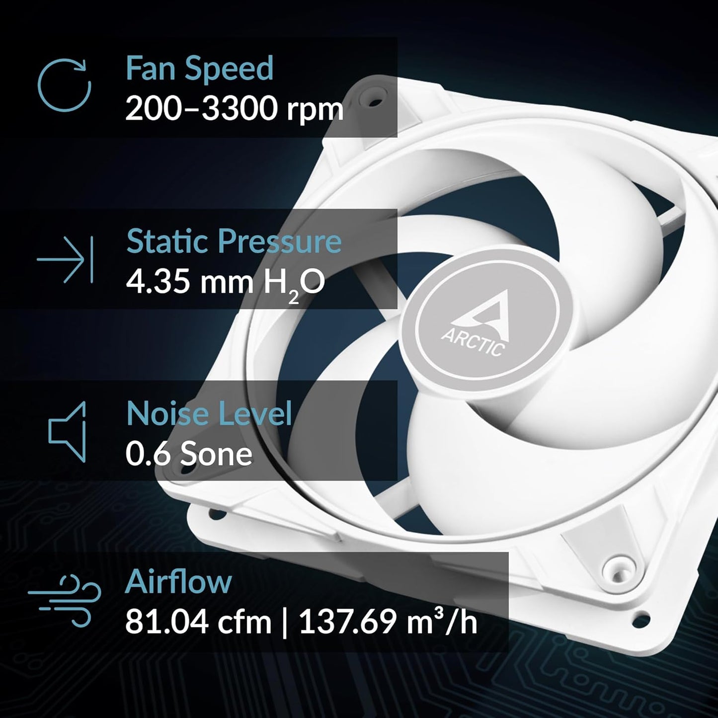 ARCTIC P12 MAX | 120MM HIGH SPEED PWM FAN | WHITE ACFAN00293A