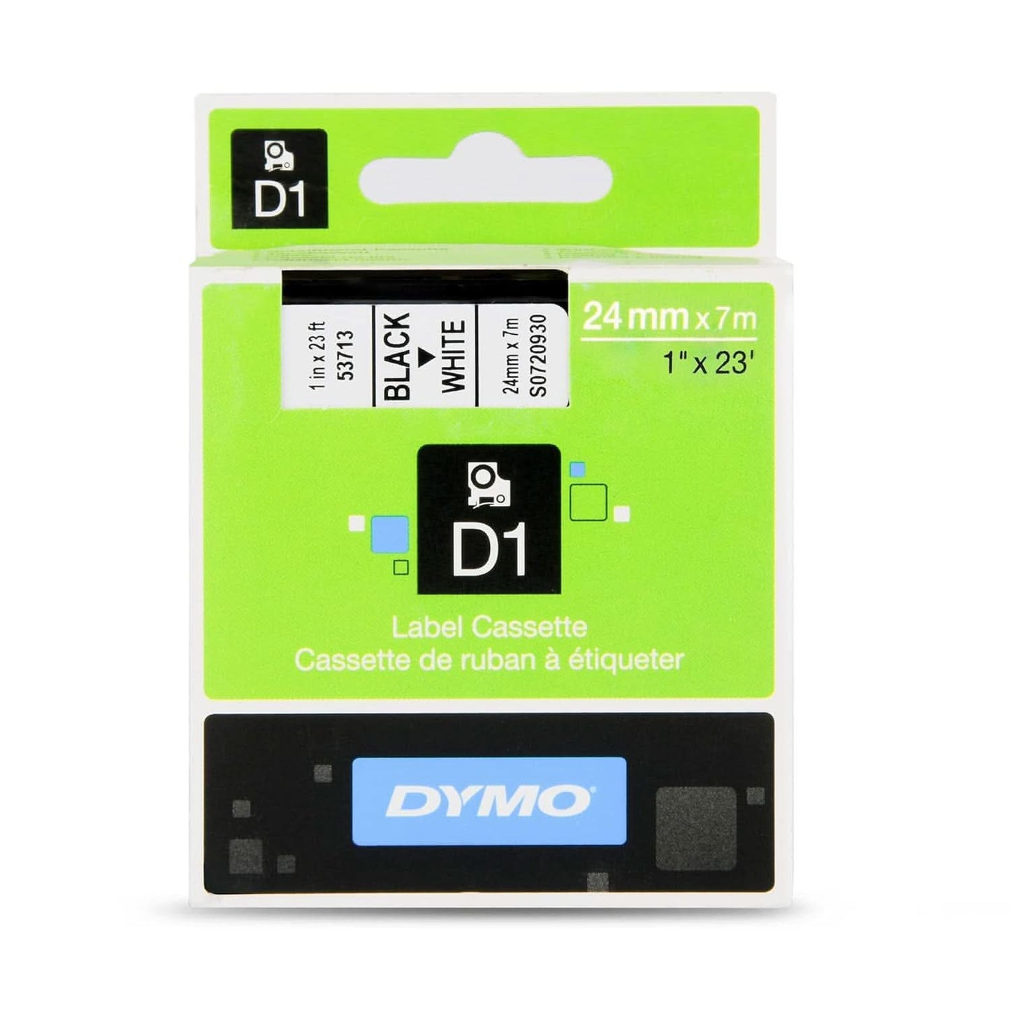 DYMO AUTHENTIC D1 LABELS, BLACK PRINT ON WHITE TAPE, 24MM X 7M, SELF-ADHESIVE LABELS FOR LABELMANAGER & MOBILELABELER LABEL PRINTERS