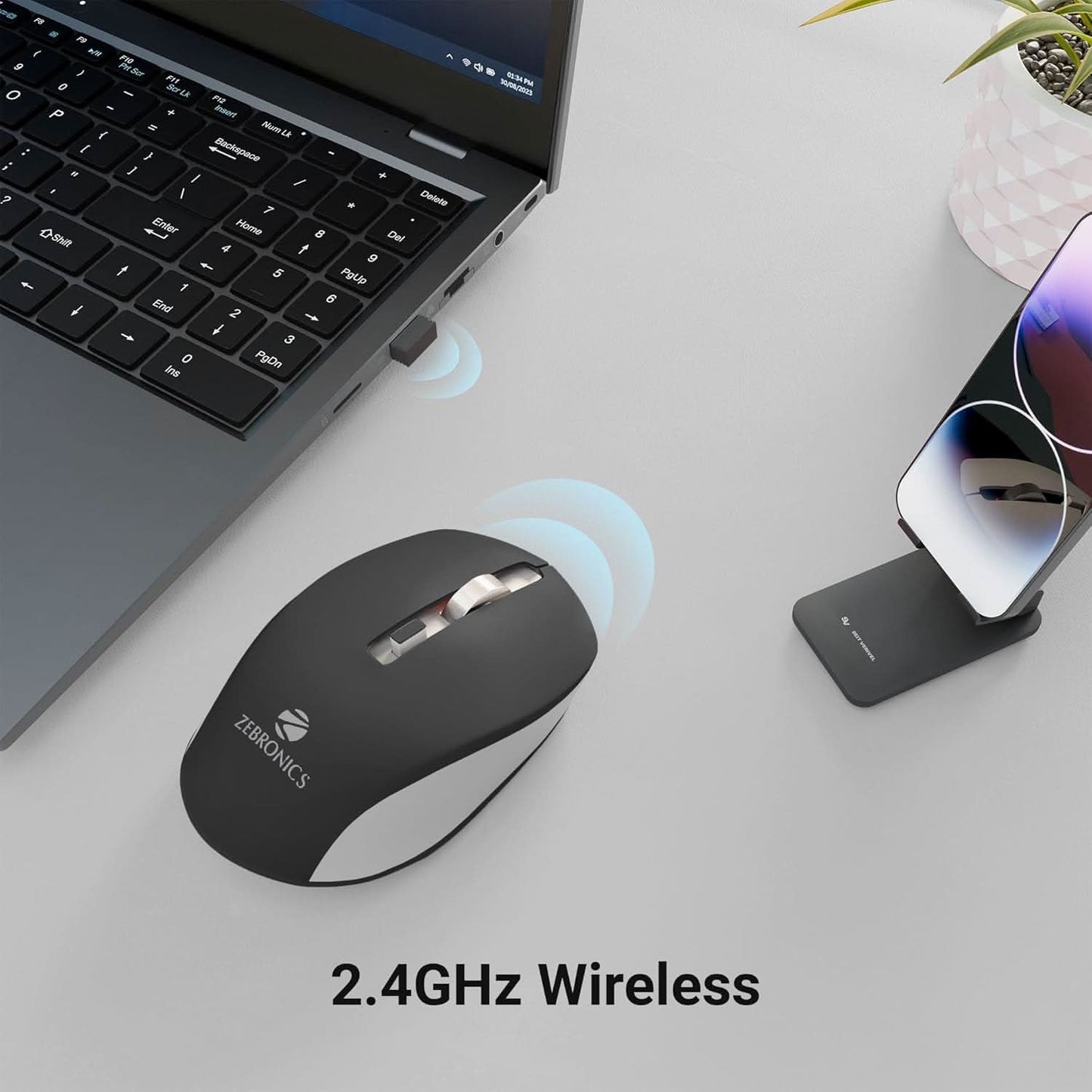 ZEBRONICS Zeb-Jaguar Wireless Mouse (Black+Grey)