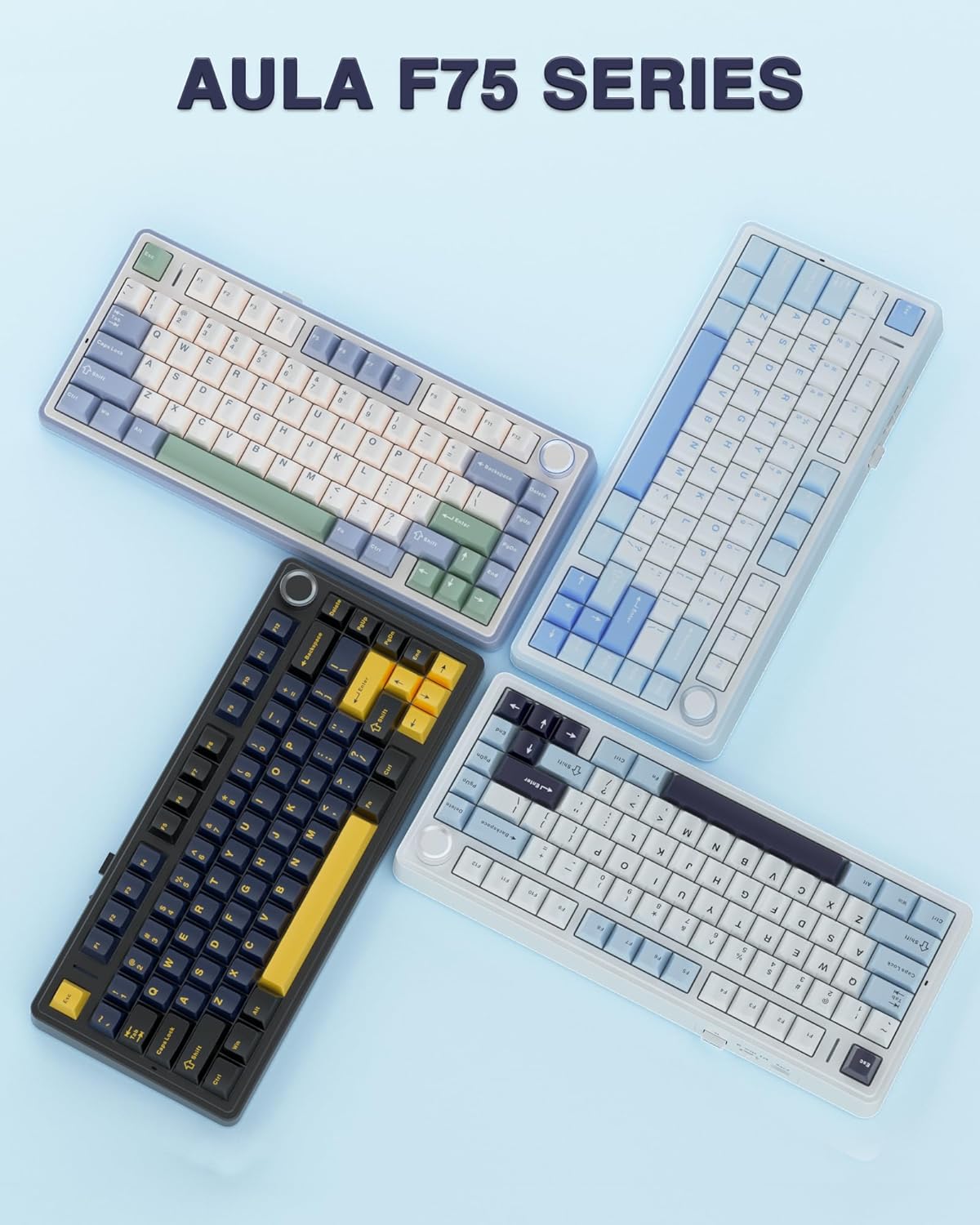 AULA F75 SEA BLUE GRAYWOOD SWITCH MECHANICAL GAMING KEYBOARD