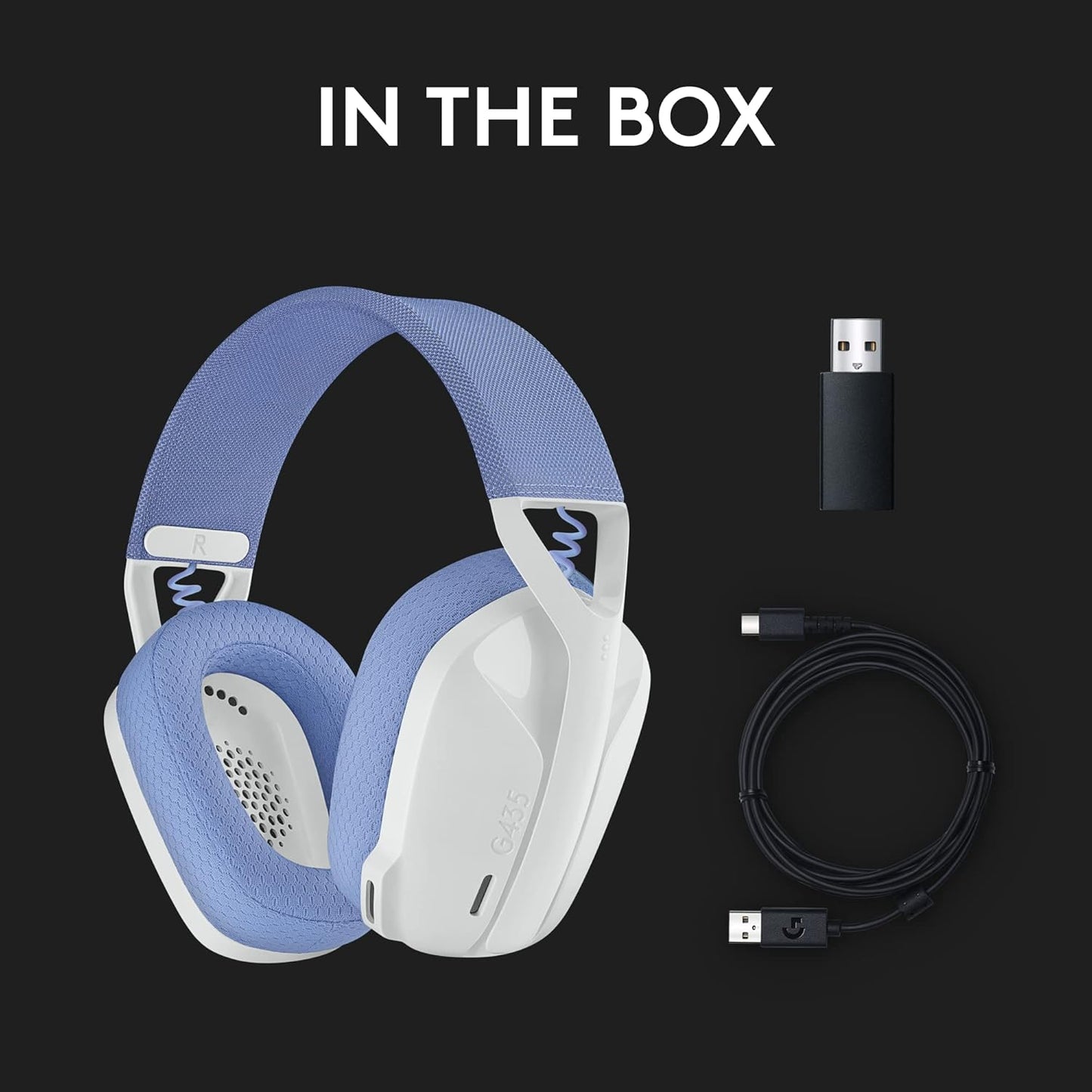LOGITECH G435 LIGHTSPEED WIRELESS GAMING HEADSET - WHITE