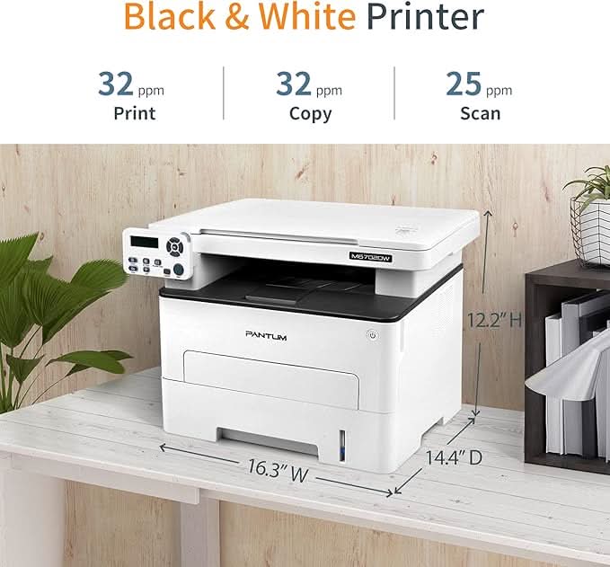 Pantum Laser Printers All in One Black and White Printer Scanner Copier Machine Wireless Auto Duplex Printing at 32ppm M6702DW